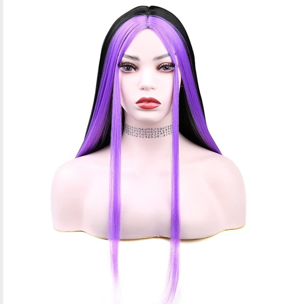Black Hair Highlight With Purple Wigs